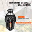 VEVOR Garbage Disposal 1 HP Continuous Food Waste Disposer 3270 RPM EZ Connect