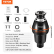 VEVOR Garbage Disposal 3/4 HP Continuous Food Waste Disposer 3250 RPM EZ Connect