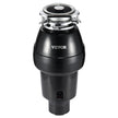 VEVOR Garbage Disposal 3/4 HP Continuous Food Waste Disposer 3260 RPM 3-Bolt