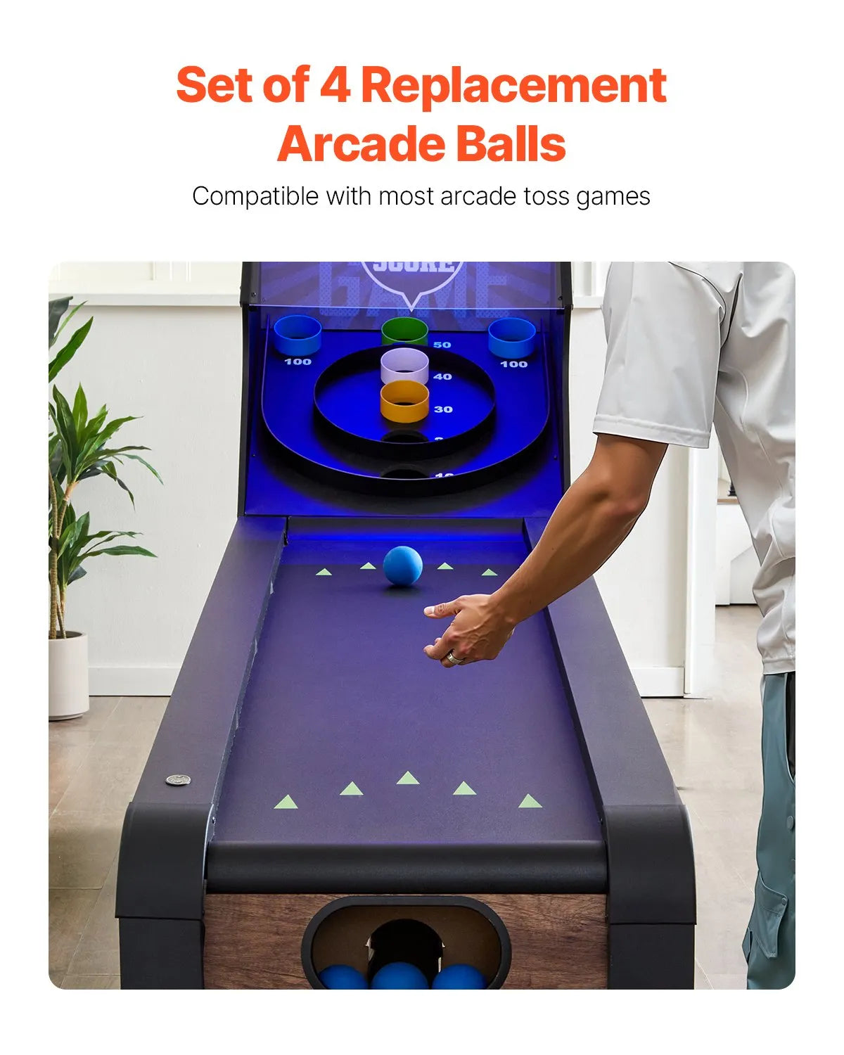VEVOR Roll & Score Arcade Game Replacement Set 4 Balls Home Recreation Game Room