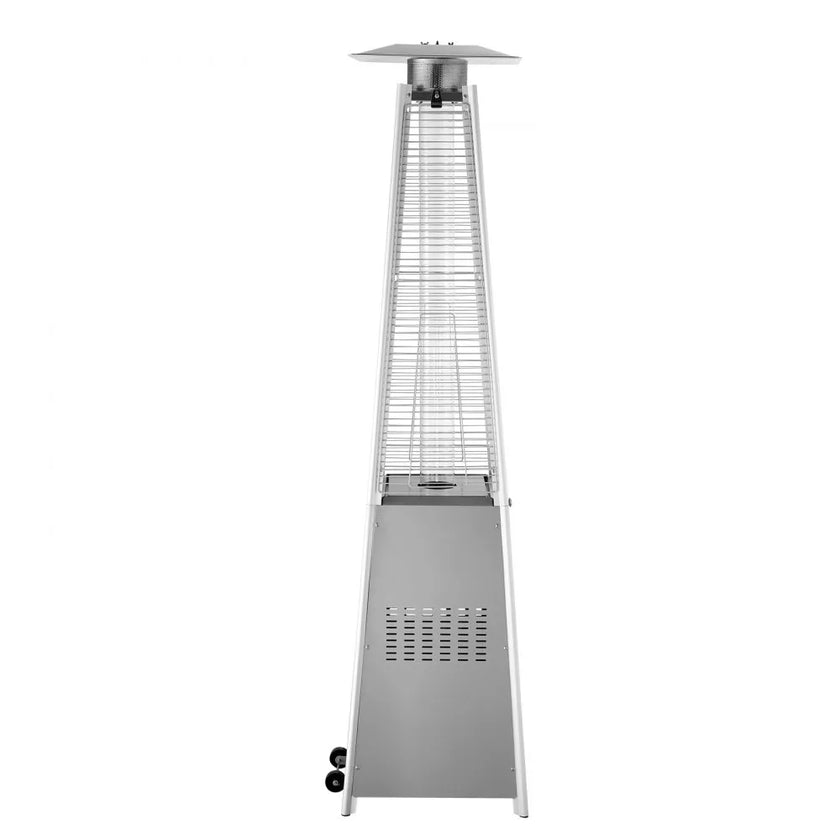 VEVOR Propane Patio Heater 48000BTU Pyramid w/Wheels for Outdoor Patio Silver
