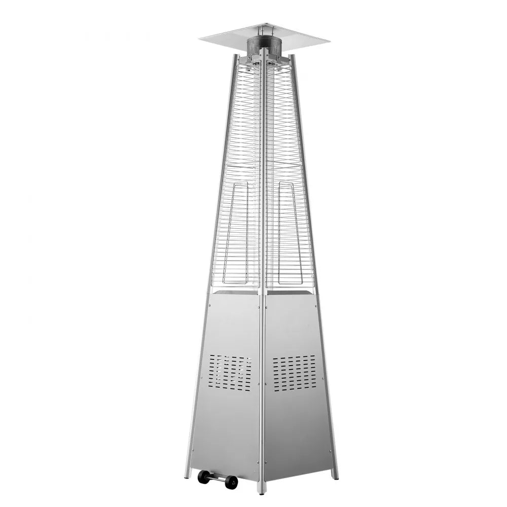 VEVOR Propane Patio Heater 48000BTU Pyramid w/Wheels for Outdoor Patio Silver