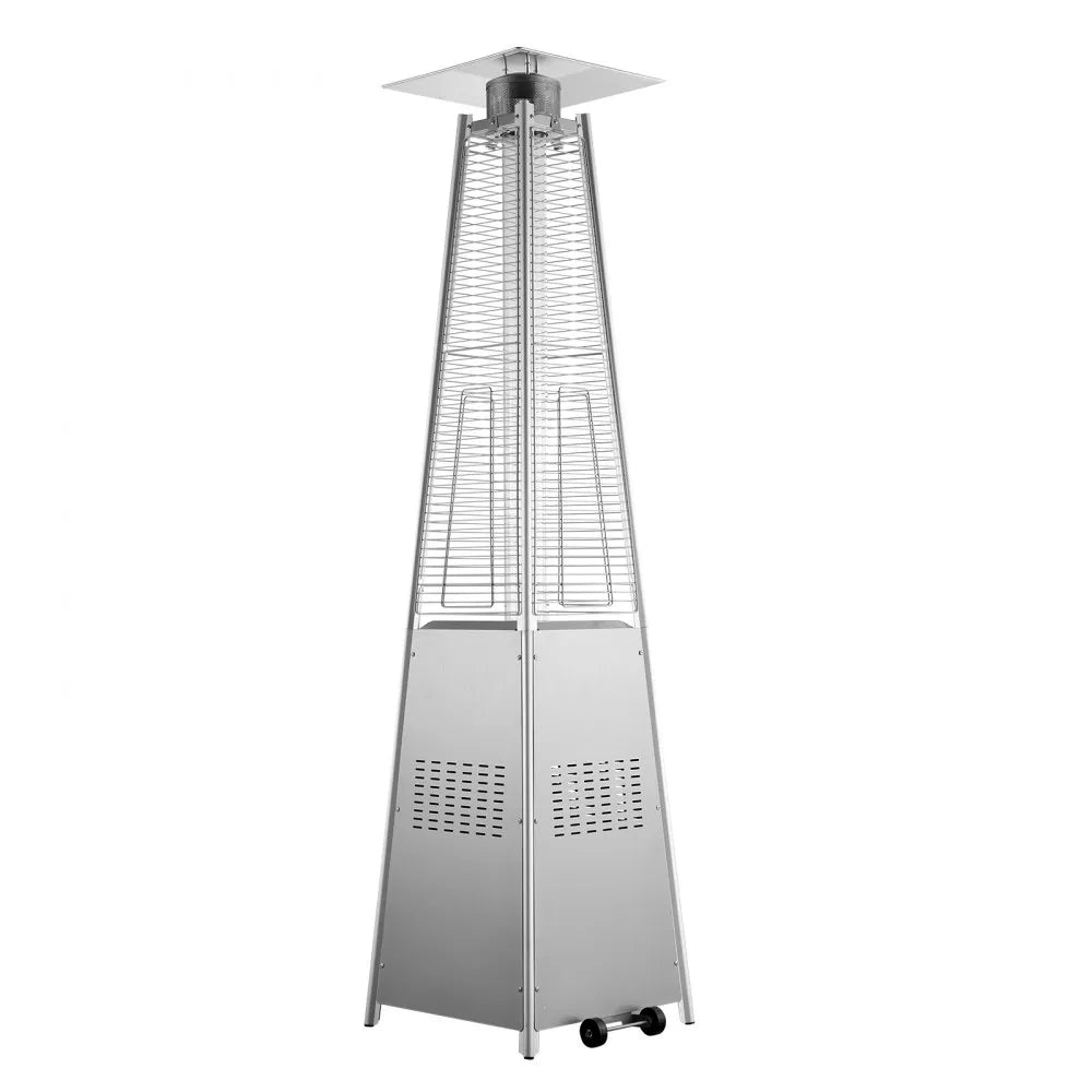 VEVOR Propane Patio Heater 48000BTU Pyramid w/Wheels for Outdoor Patio Silver