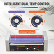 VEVOR Hot Dog Roller 5 Rollers 12 Hot Dogs Capacity, 750W Stainless Sausage Grill Cooker Machine with Dual Temp Control Glass Hood Acrylic Cover Bun Warmer Shelf Removable Oil Drip Tray ETL Certified