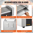 VEVOR Hot Dog Roller 5 Rollers 12 Hot Dogs Capacity, 750W Stainless Sausage Grill Cooker Machine with Dual Temp Control Glass Hood Acrylic Cover Bun Warmer Shelf Removable Oil Drip Tray ETL Certified