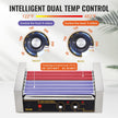 VEVOR Hot Dog Roller 7 Rollers 18 Hot Dogs Capacity, 1050W Stainless Sausage Grill Cooker Machine with Dual Temp Control Glass Hood Acrylic Cover Bun Warmer Shelf Removable Oil Drip Tray ETL Certified