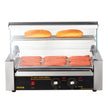 VEVOR Hot Dog Roller 7 Rollers 18 Hot Dogs Capacity, 1050W Stainless Sausage Grill Cooker Machine with Dual Temp Control Glass Hood Acrylic Cover Bun Warmer Shelf Removable Oil Drip Tray ETL Certified