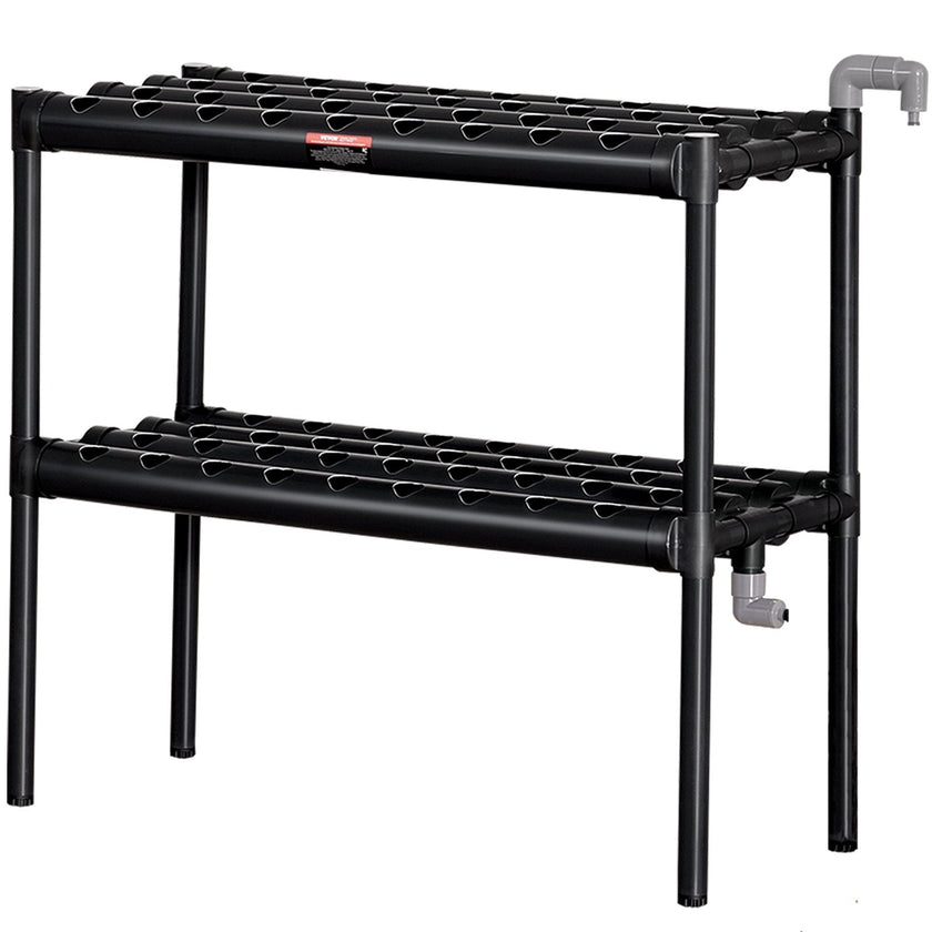 VEVOR Hydroponics Growing System, 72 Sites 2 Layers, Dark Grey PVC Pipes Hydroponic Grow Kit with Water Pump, Timer, Baskets and Sponges for Fruits, Vegetables, Herb