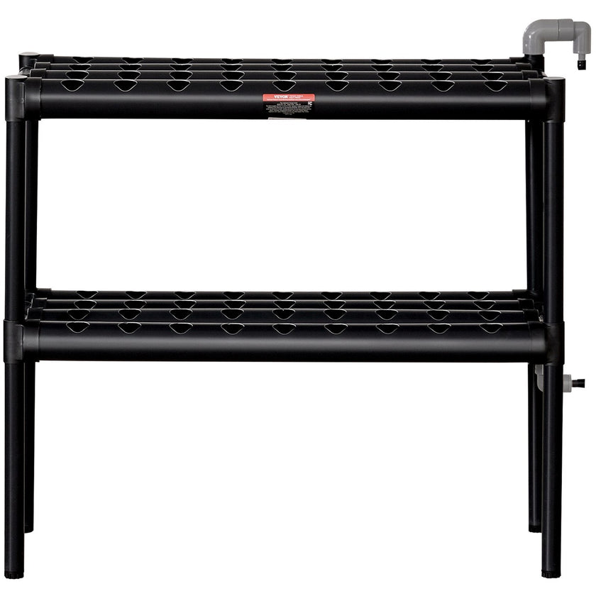 VEVOR Hydroponics Growing System, 72 Sites 2 Layers, Dark Grey PVC Pipes Hydroponic Grow Kit with Water Pump, Timer, Baskets and Sponges for Fruits, Vegetables, Herb