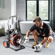 100' x 3/8'' Drain Cleaner 370W Drain Cleaning Machine Sewer Clog w/ Cutters 1700R/min