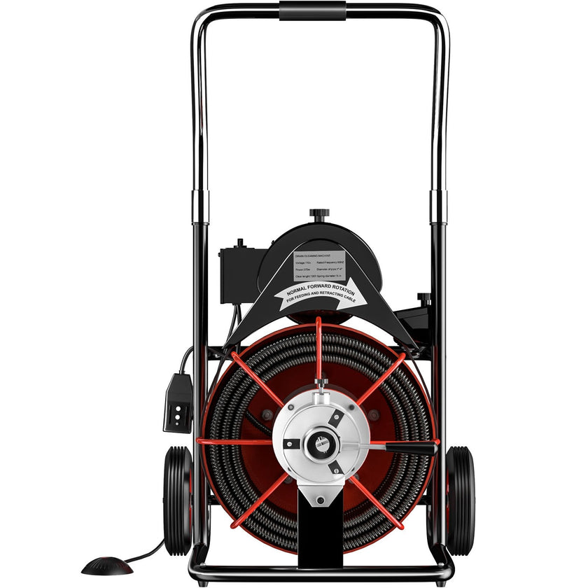 100' x 3/8'' Drain Cleaner 370W Drain Cleaning Machine Sewer Clog w/ Cutters 1700R/min