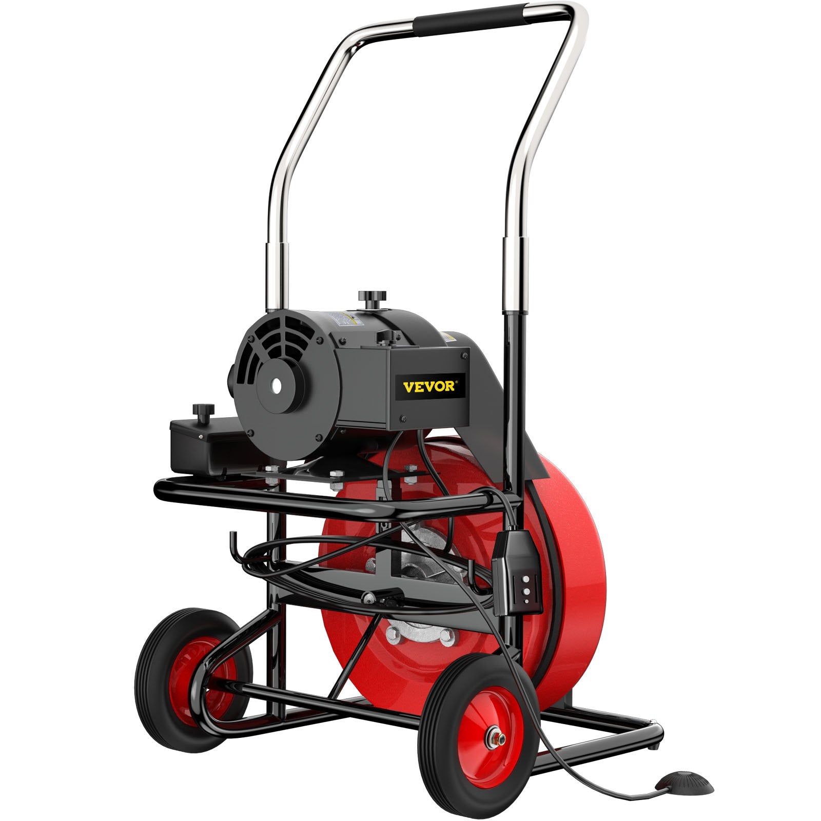 VEVOR 100Ft x 3/8Inch Drain Cleaner Machine fit 1 Inch (25mm) to 4 Inch(100mm) Pipes 370W Drain Cleaning Machine Portable Electric Drain Auger with Cutters Drain Auger Cleaner Plumbing Tool