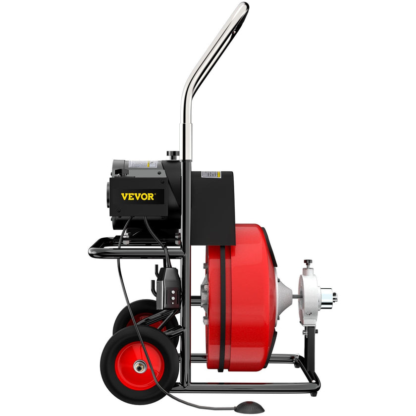 VEVOR 100Ft x 3/8Inch Drain Cleaner Machine fit 1 Inch (25mm) to 4 Inch(100mm) Pipes 370W Drain Cleaning Machine Portable Electric Drain Auger with Cutters Drain Auger Cleaner Plumbing Tool