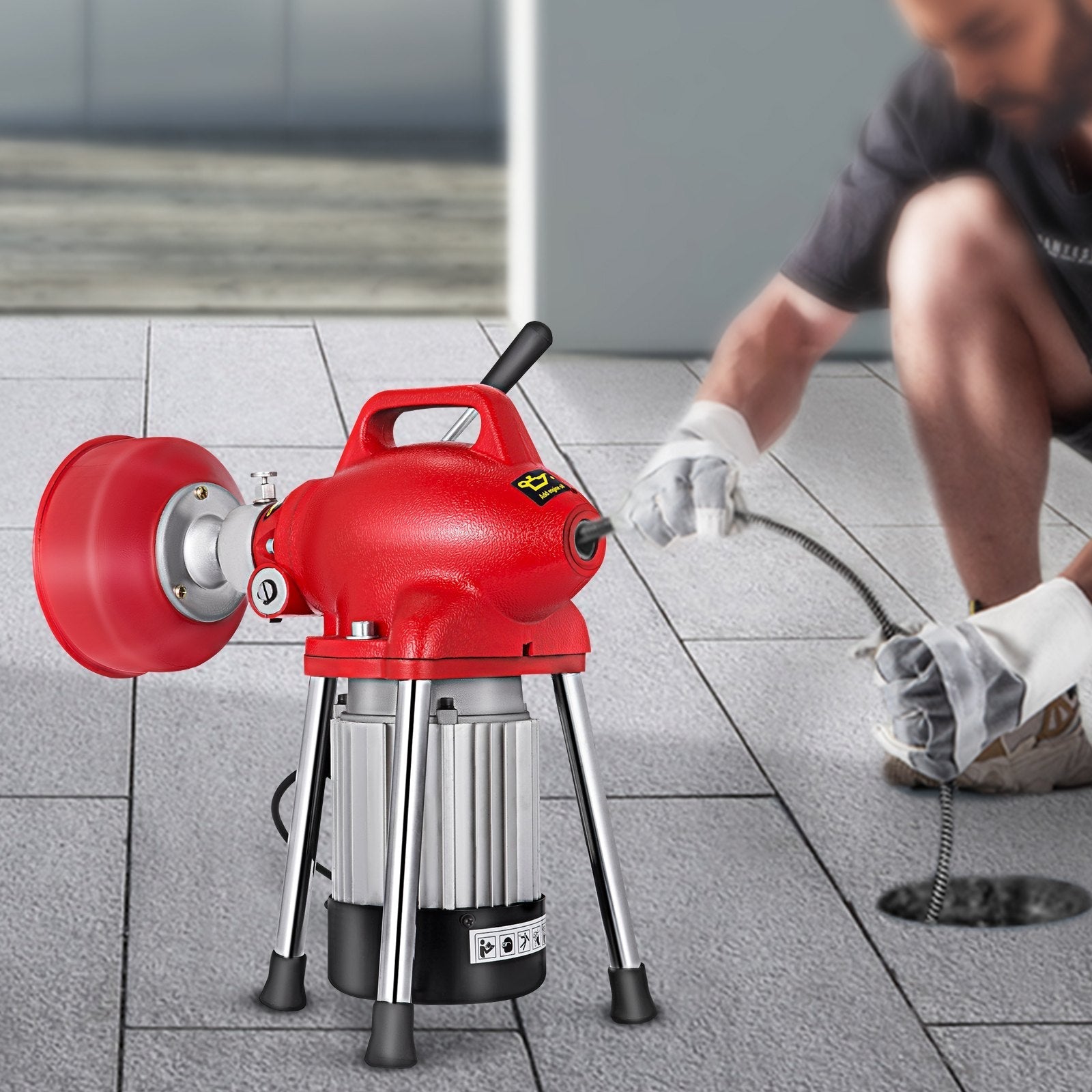 VEVOR Drain Cleaner Machine, 250W 2 Cables, Electric Drain Auger for 3/4\