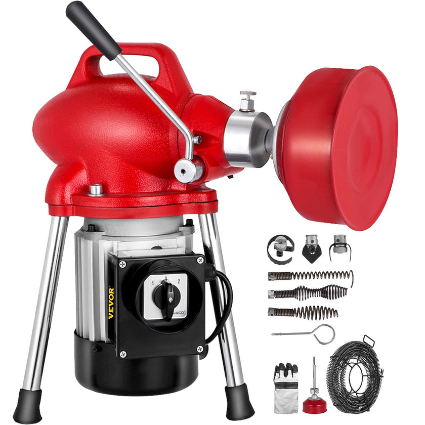 VEVOR Drain Cleaner Machine, 250W 2 Cables, Electric Drain Auger for 3/4\