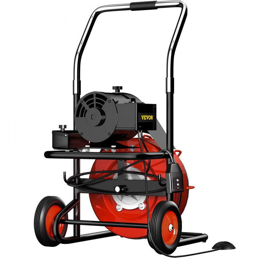 VEVOR 75 Ft x 3/8Inch Drain Cleaner Machine fit 1 Inch (25mm) to 4 Inch(100mm) Pipes 370W Open Drain Cleaning Machine Portable Electric Drain Auger with Cutters Glove Drain Auger Cleaner Sewer