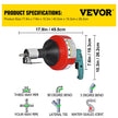 VEVOR 26 Ft Portable Electric Drain Auger Best fit 0.8Inch (20mm)-2.6Inch (65mm) Pipes Electric Drain Snake Lightweight Drain Cleaner Machine Drain Cleaning, Red