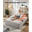 54-Inch Oversized Chaise Lounge Chair, Upholstered Boneless Reading Chair with 3 Pillows, Wide Armrests & Side Pockets, Cream