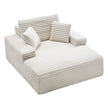 54-Inch Oversized Chaise Lounge Chair, Upholstered Boneless Reading Chair with 3 Pillows, Wide Armrests & Side Pockets, Cream