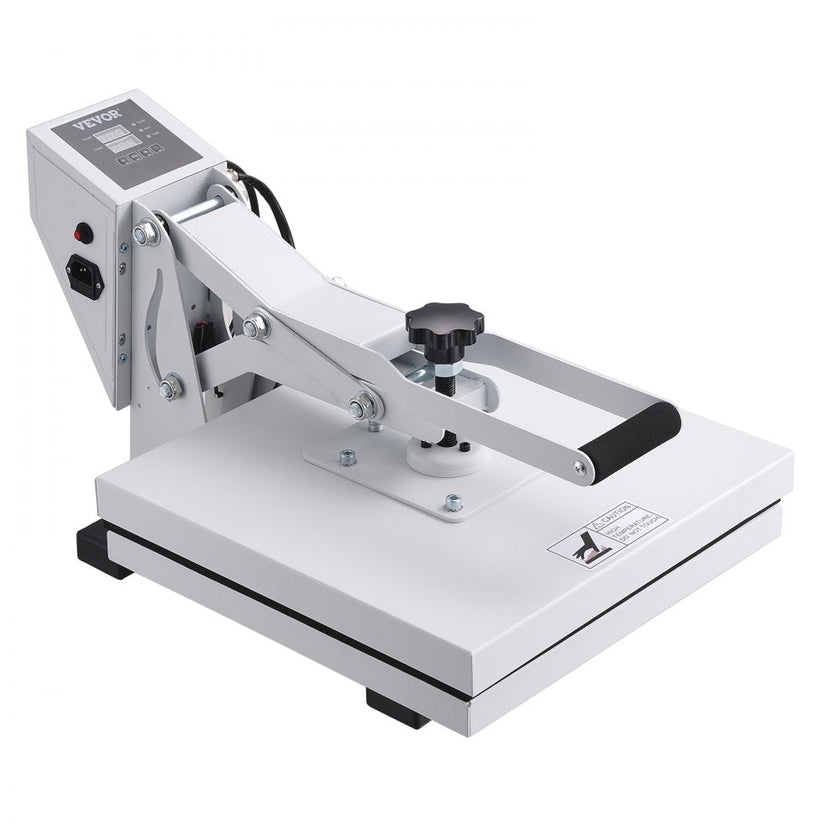 VEVOR Heat Press Machine, 15x15in / 38x38cm, Clamshell Sublimation Transfer Printer with Teflon Coated, Digital Precise Heat Control, Silica-Gel Sponge Powerpress for T-Shirt Bag Pad, White
