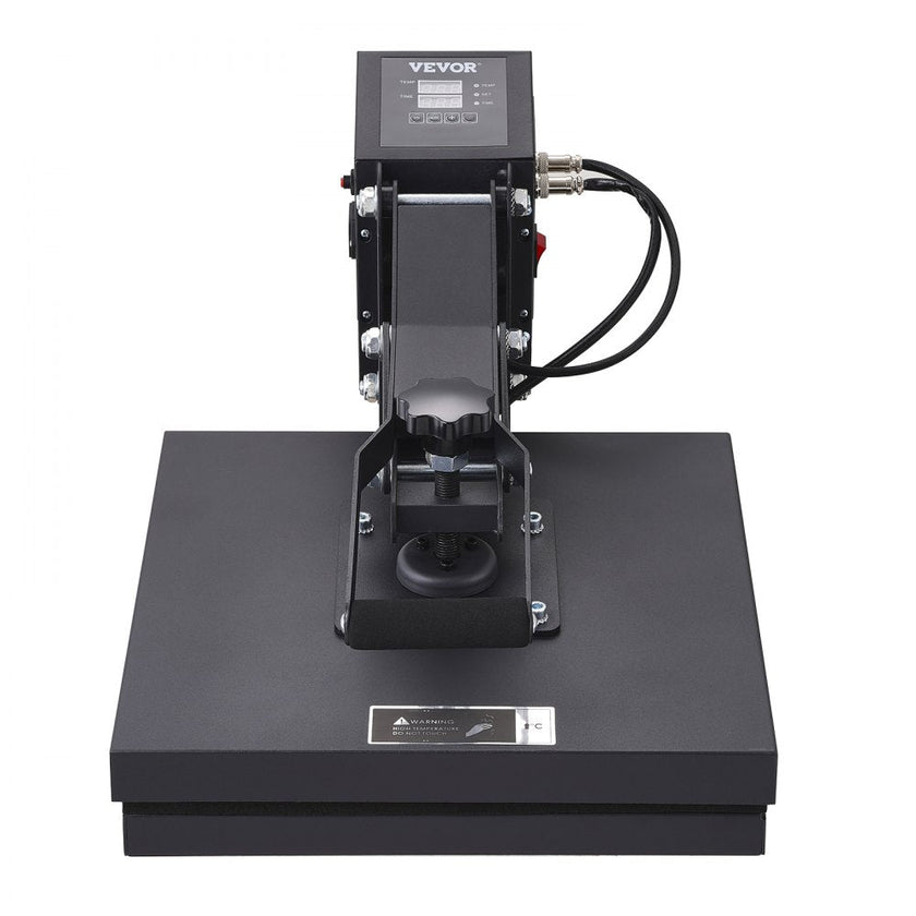 VEVOR Heat Press Machine, 15x15in / 38x38cm, Clamshell Sublimation Transfer Printer with Teflon Coated, Digital Precise Heat Control, Silica-Gel Sponge Powerpress for T-Shirt Bag Pad, Black