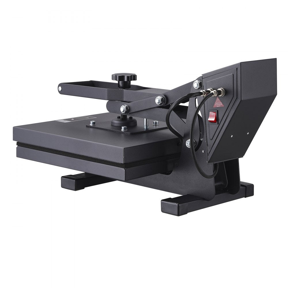 VEVOR Heat Press Machine, 15x15in / 38x38cm, Clamshell Sublimation Transfer Printer with Teflon Coated, Digital Precise Heat Control, Silica-Gel Sponge Powerpress for T-Shirt Bag Pad, Black