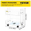 VEVOR Acrylic Cart, 2 Tier, 0.3 in Thickened Board, Holds Up to 66 lbs, Acrylic Side Table with Lockable Swivel Wheels, for Office School Home, 13.4