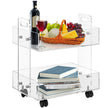 VEVOR Acrylic Cart, 2 Tier, 0.3 in Thickened Board, Holds Up to 66 lbs, Acrylic Side Table with Lockable Swivel Wheels, for Office School Home, 13.4