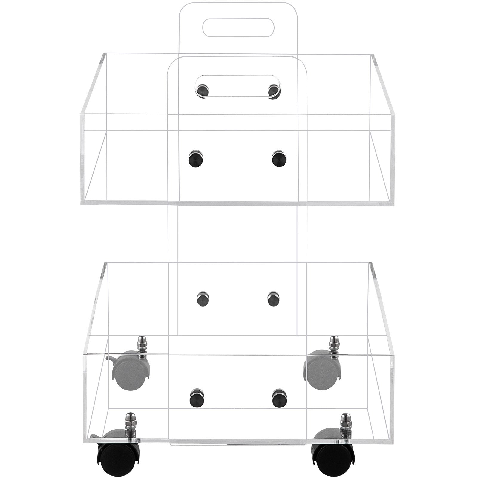 VEVOR Acrylic Cart, 2 Tier, 0.3 in Thickened Board, Holds Up to 66 lbs, Acrylic Side Table with Lockable Swivel Wheels, for Office School Home, 13.4