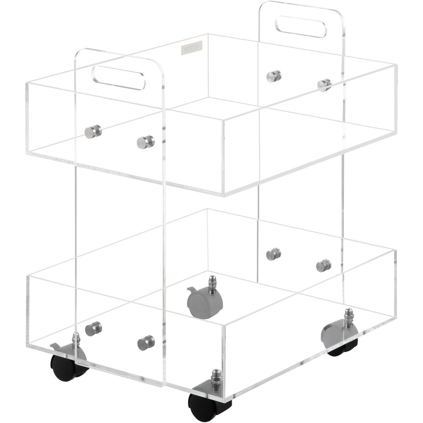 VEVOR Acrylic Cart, 2 Tier, 0.3 in Thickened Board, Holds Up to 66 lbs, Acrylic Side Table with Lockable Swivel Wheels, for Office School Home, 13.4