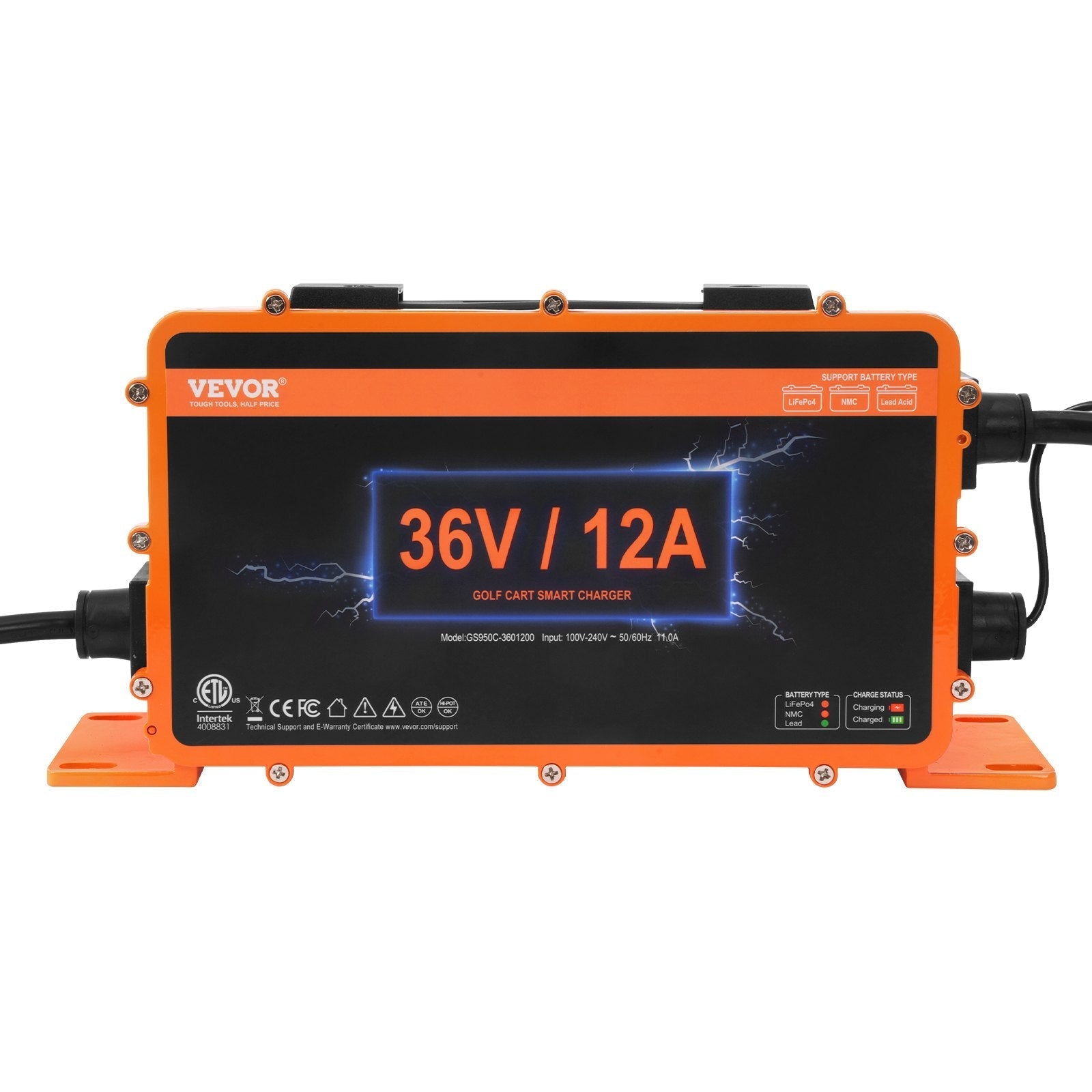 VEVOR 36 Volt 12 AMP Golf Cart Smart Battery Charger for EZGO D-Style IP67 ETL