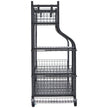 VEVOR Golf Storage Garage Organizer, 2 Golf Bag Stand Holder and Other Sports Equipment Storage Rack, Rolling Ball Cart on Wheels, Outdoor Sport Gear and Toy Storage with Baskets & Hooks, Steel, Black