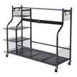 VEVOR Golf Storage Garage Organizer, 3 Golf Bag Stand Holder and Other Sports Equipment Storage Rack, Rolling Ball Cart on Wheels, Outdoor Sport Gear and Toy Storage with Baskets & Hooks, Steel, Black