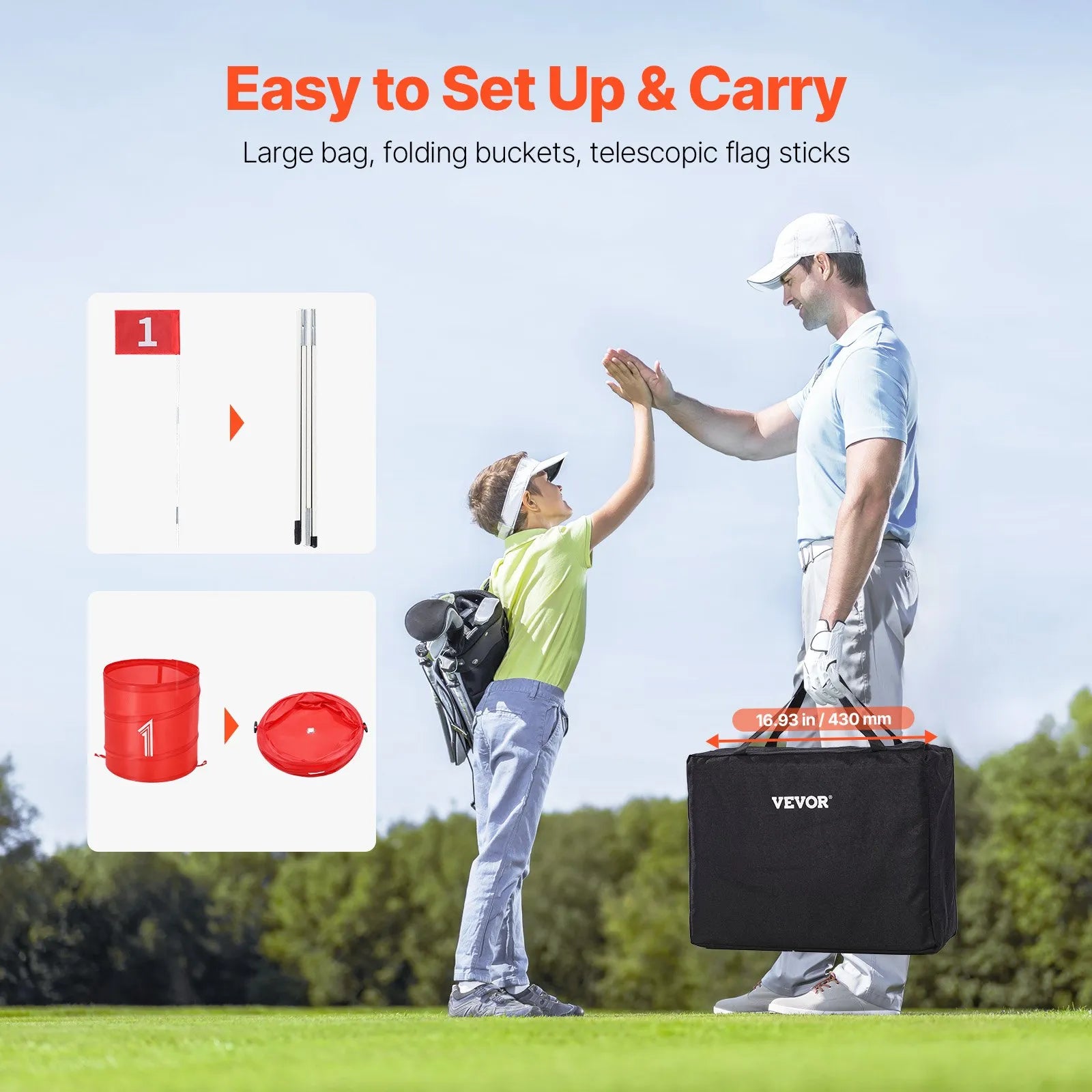 VEVOR Backyard Golf Game 9 Hole Portable Bucket Golf Game for Kids and Adults