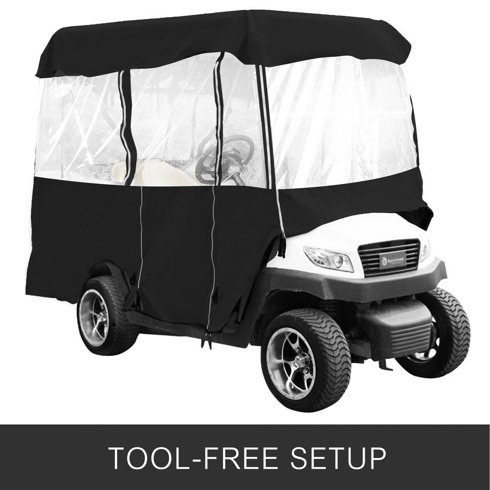 VEVOR Black Golf Cart Covers Portable 4 Sided Transparent Golf Cart Waterproof Cover Golf Cart Seat Covers