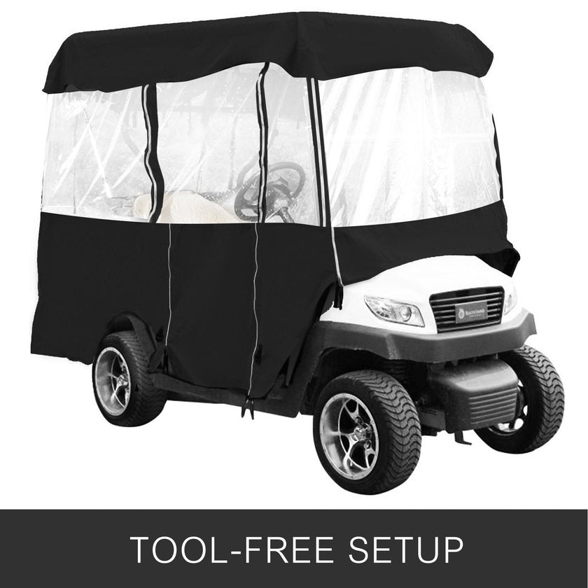 VEVOR Black Golf Cart Covers Portable 4 Sided Transparent Golf Cart Waterproof Cover Golf Cart Seat Covers