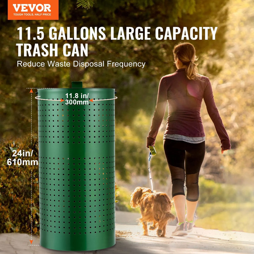 VEVOR Dog Poop Trash Can 11.5 Gallons Weather-Resistant Dog Waste Bin with Lid
