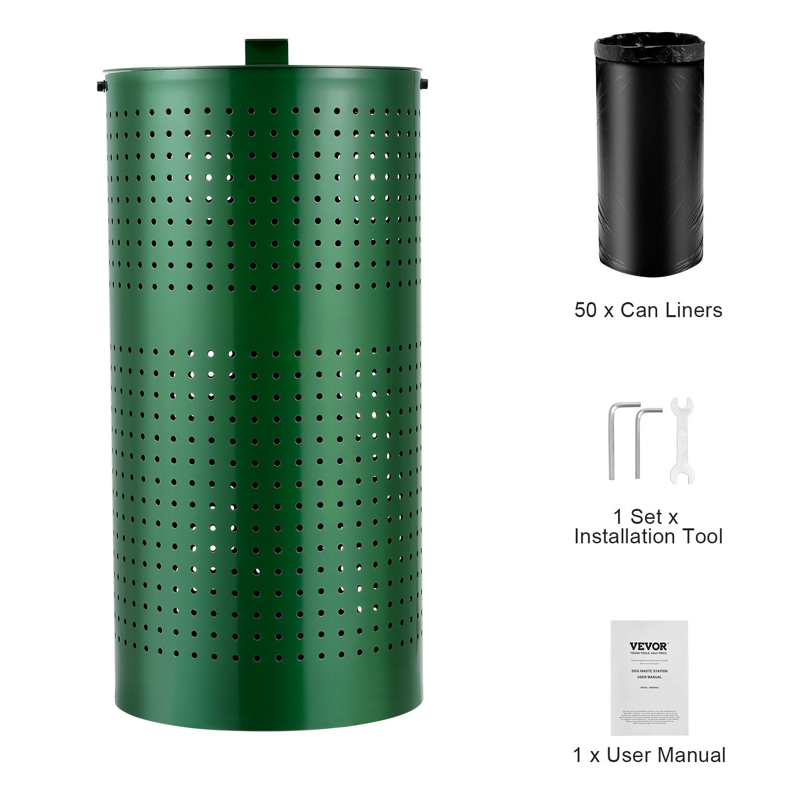 VEVOR Dog Poop Trash Can 11.5 Gallons Weather-Resistant Dog Waste Bin with Lid
