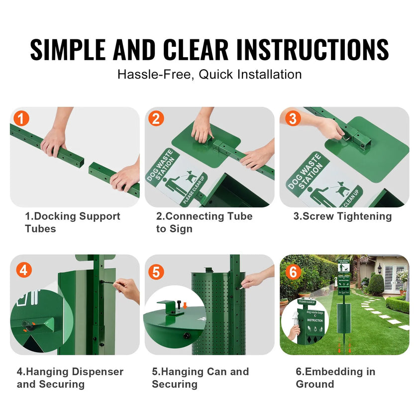 VEVOR Dog Waste Station with 600 Dog Poop Bags Commercial Park Pet Poop Station