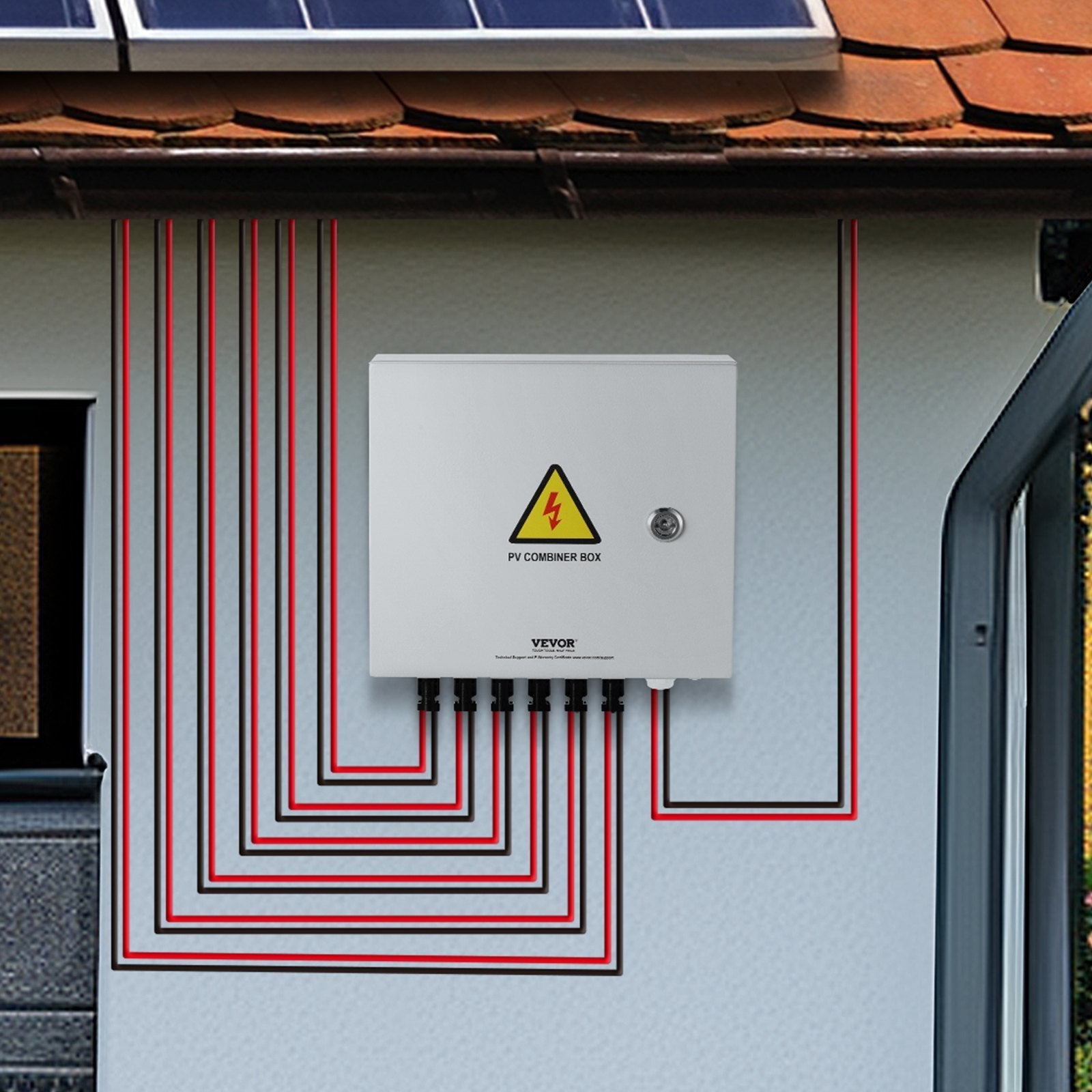 VEVOR Solar PV Combiner Box 6 String 10A for Solar Panel System Steel Case IP65