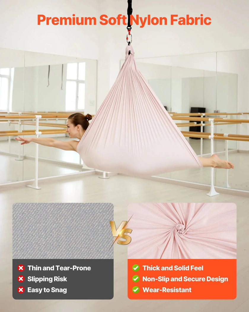 VEVOR Aerial Yoga Hammock, 300 lbs Load Aerial Silk, Yoga Swing with Nylon Fabric, PE Zipper Bag for Parent-Child Interaction, Strengthen Muscles & Improve Practice, Hammock and Swing Combo