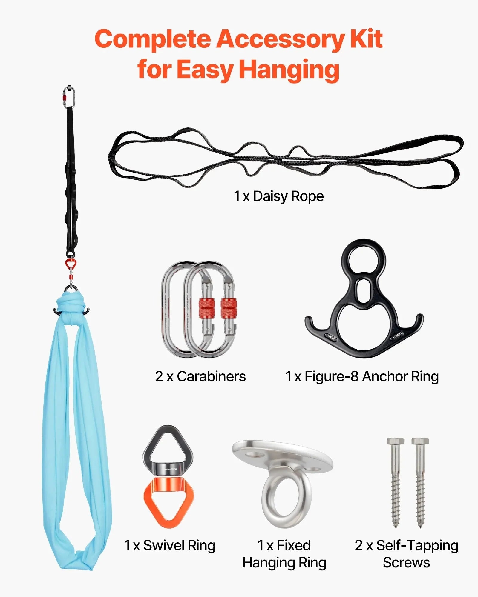 VEVOR Aerial Yoga Hammock, Maximum 300 lbs Load Aerial Silk, Yoga Swing with Nylon Fabric, Daisy Rope, PE Zipper Bag, Gymnastics Swings Suitable for Men and Women, Dual-Function Hammock & Swing
