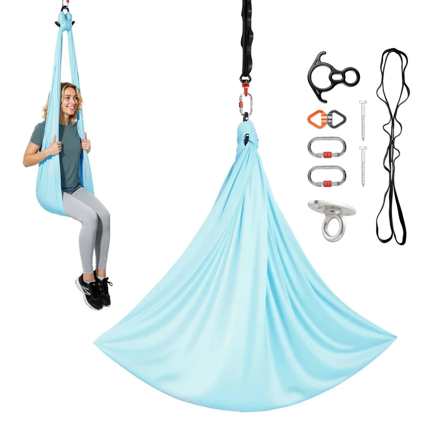VEVOR Aerial Yoga Hammock, Maximum 300 lbs Load Aerial Silk, Yoga Swing with Nylon Fabric, Daisy Rope, PE Zipper Bag, Gymnastics Swings Suitable for Men and Women, Dual-Function Hammock & Swing