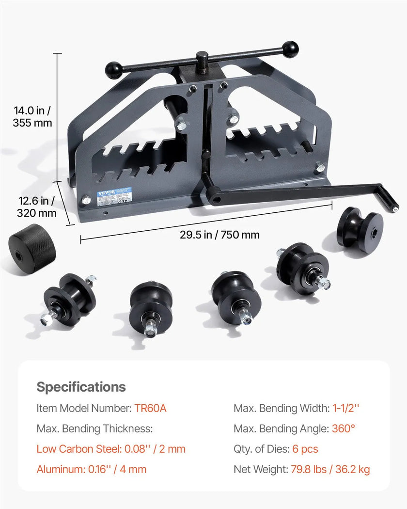 VEVOR Tube Roller Bender Max 1-1/2