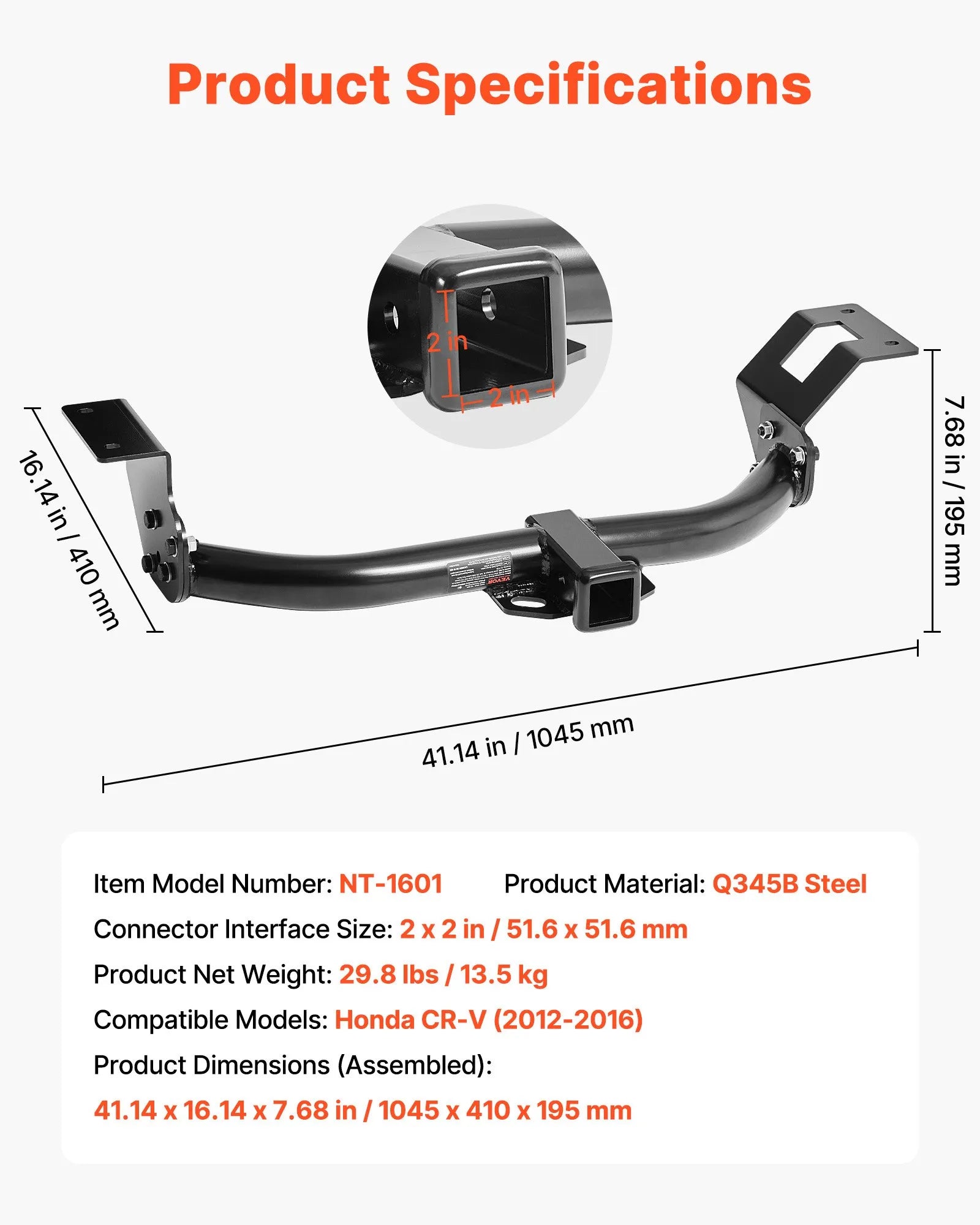 VEVOR Class 3 Trailer Hitch Tow Hitch with 2