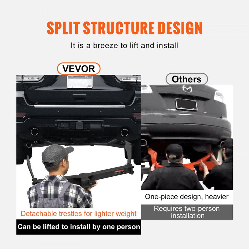 VEVOR Class 3 Trailer Hitch, 2-Inch Receiver, Q455B Steel Tube Frame, Compatible with 2011-2022 Jeep Grand Cherokee, Multi-Fit Hitch to Receive Ball Mount, Cargo Carrier, Bike Rack, Tow Hook, Black