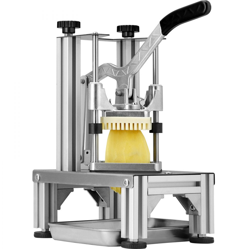 VEVOR Commercial French Fry Cutter with 4 Replacement Blades, 1/4? & 3/8? Blade Easy Dicer Chopper, 6-wedge Slicer & 6-wedge Apple Corer, Lemon Potato Cutter for French Fries with Tray and Handle