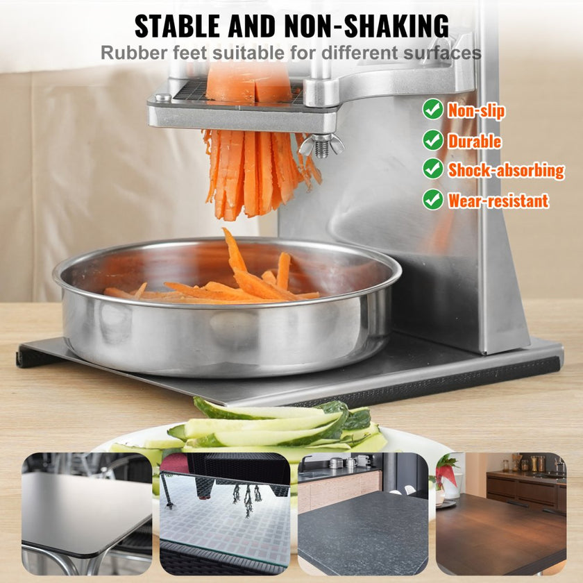 VEVOR Commercial French Fry Cutter with 4 Replacement Blades, 1/4? and 3/8? Blade Easy Dicer Chopper, 6-wedge Slicer and 6-wedge Apple Corer, Lemon Potato Cutter for French Fries with Extended Handle