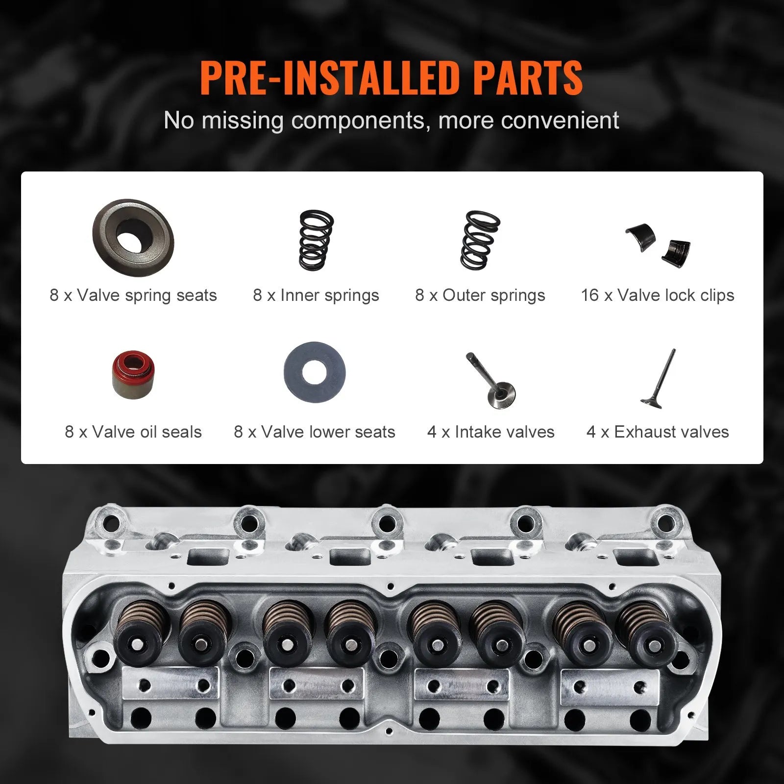 VEVOR Engine Cylinder Head Assembly Replacement Aluminum for SBF FORD Mustang
