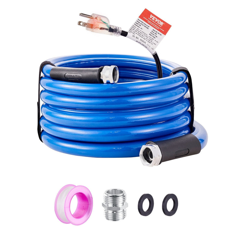 VEVOR 15ft Heated Water Hose for RV, Heated Drinking Water Hose Antifreeze to -45°F, Automatic Self-regulating, 5/8